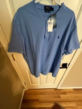 Ralph Lauren Sky Blue Short-Sleeve Henley Polo